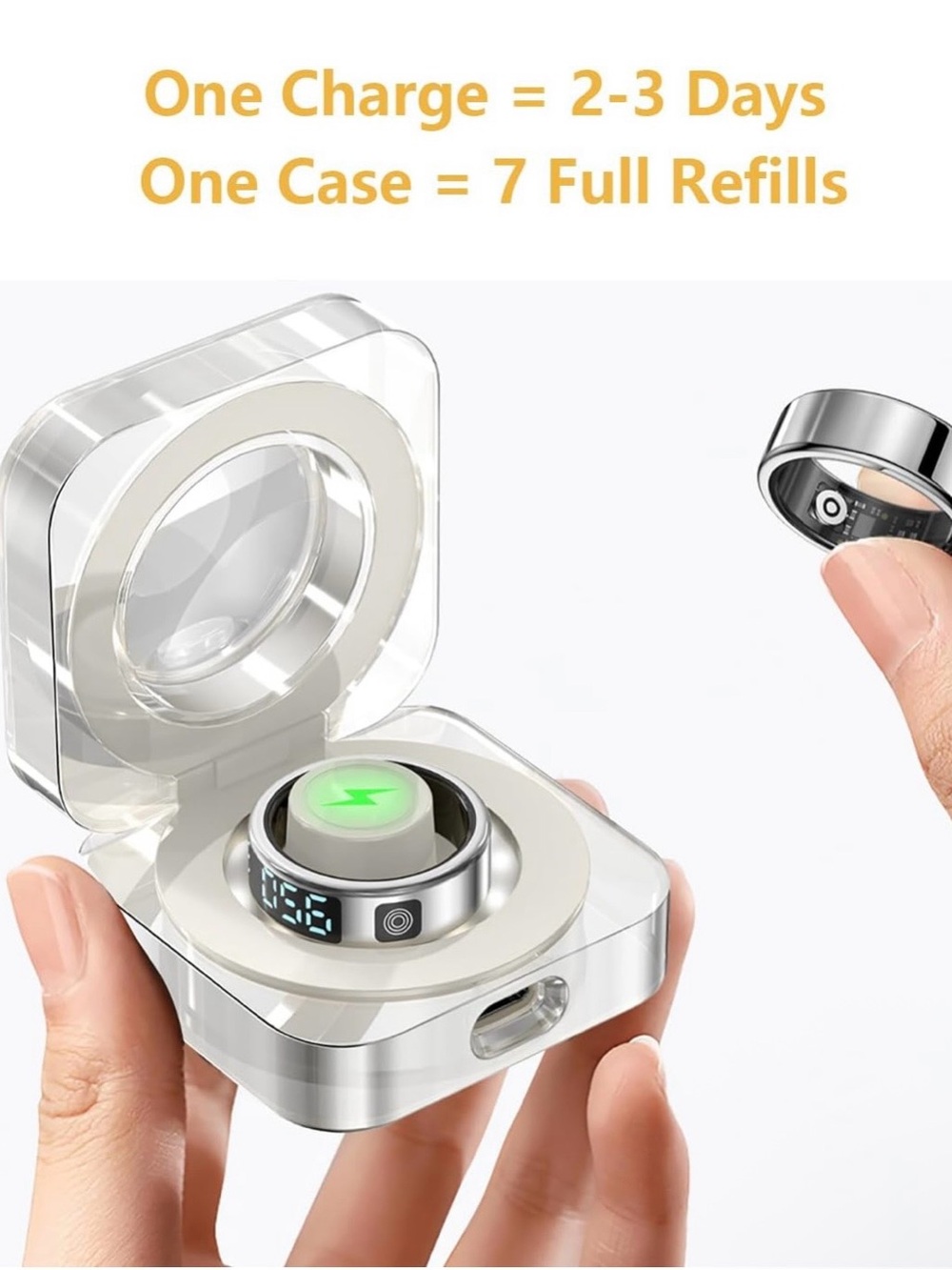 Smart Ring Wireless Wearable Charger with Clear Charging Case